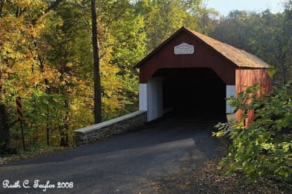 Autumn at Frankenfield Covered Bridge - Note Card