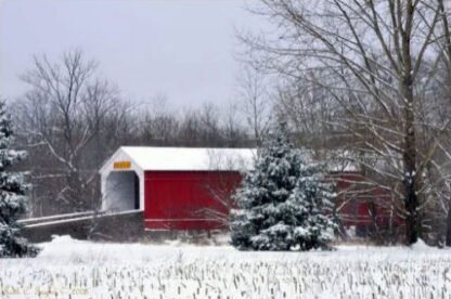 First Snowfall on Moods Covered Bridge - Perkasie, PA
