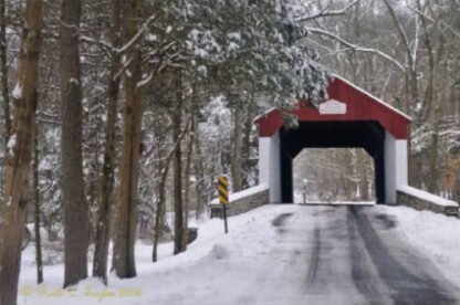 Winter Along Cabin Run Covered Bridge - Plumstead, PA