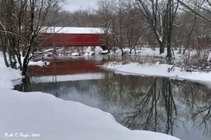 Winter Reflections of Sheard's Mill Covered Bridge - Quakertown, PA