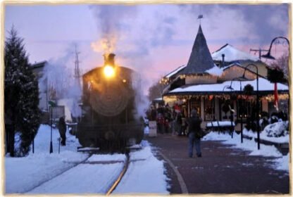 Winter Sunset New Hope Victorian Station - Note / Holiday Card